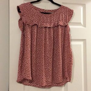 Loft ruffle front top